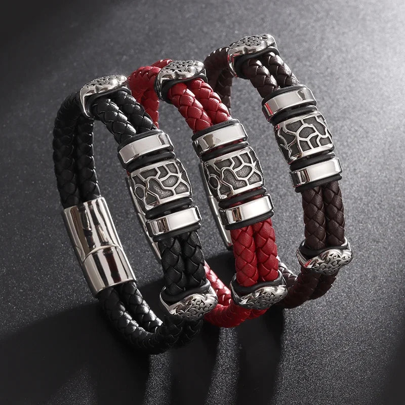 Pulseira punk de camada dupla