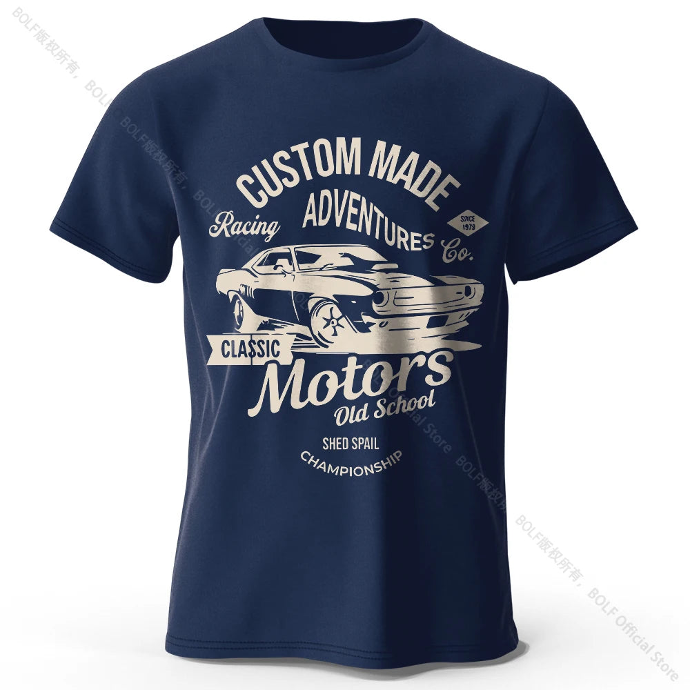 T-shirts com estampa de motor, 100% algodão