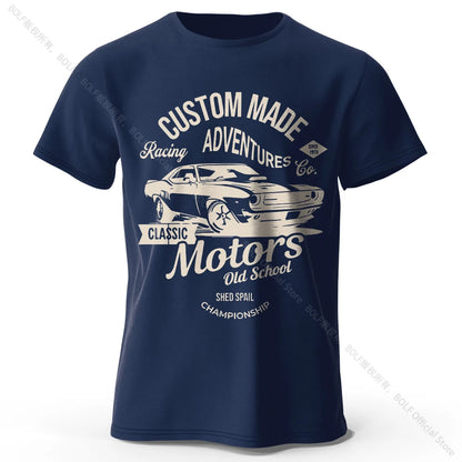 T-shirts com estampa de motor, 100% algodão
