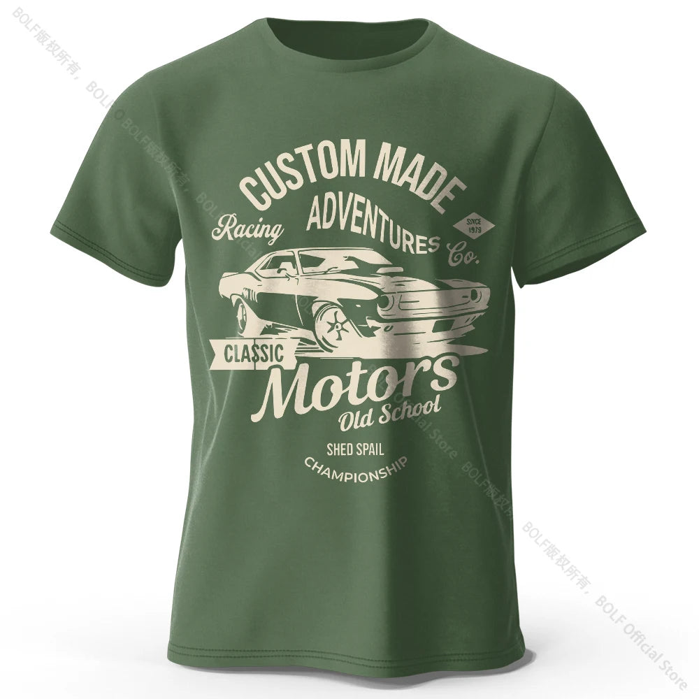 T-shirts com estampa de motor, 100% algodão
