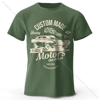 T-shirts com estampa de motor, 100% algodão