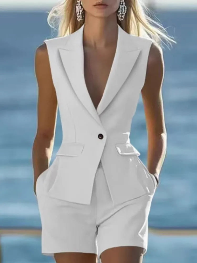 Conjunto elegante feminino colete sem mangas