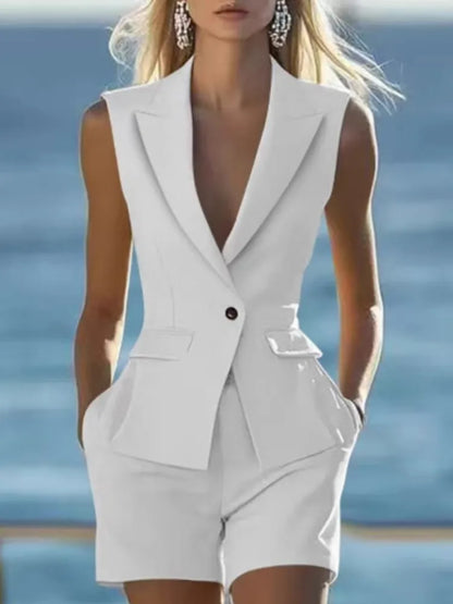 Conjunto elegante feminino colete sem mangas