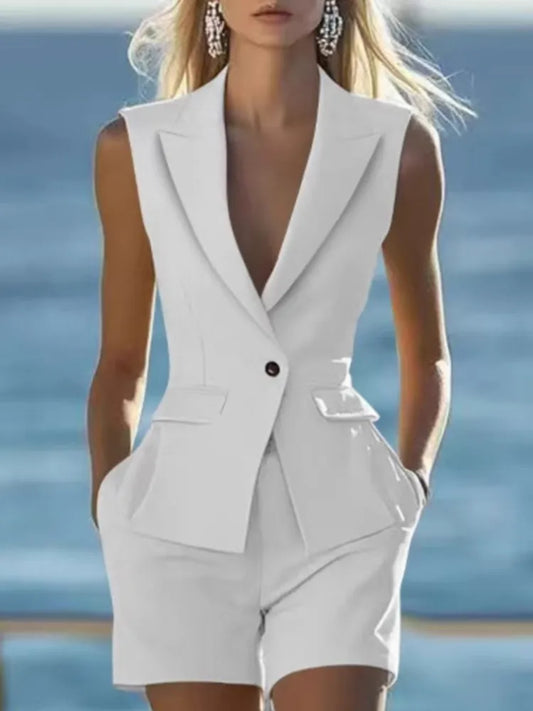 Conjunto elegante feminino colete sem mangas