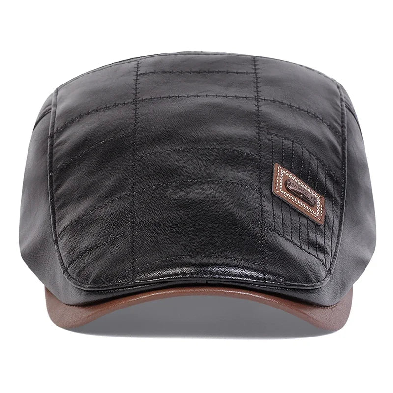 Boné Masculino Retrô JAMONT em Couro PU – Estilo Newsboy