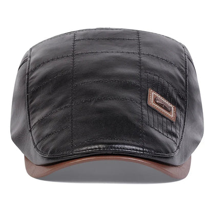 Boné Masculino Retrô JAMONT em Couro PU – Estilo Newsboy