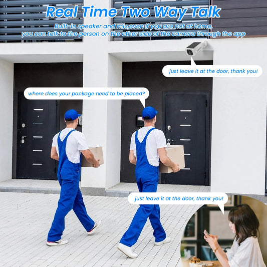 Câmera solar sem fio vigilância ao ar livre bateria integrada