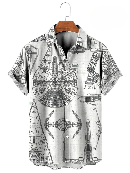 Camisa vintage com estampa de mapa 3D