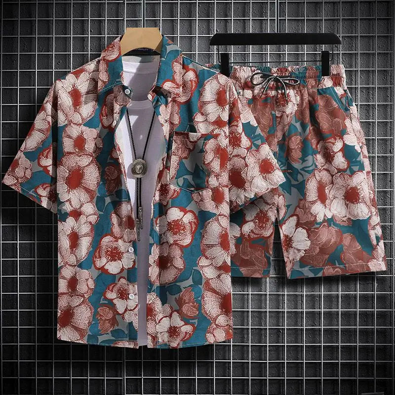 Conjunto masculino havaiano de verão para a praia