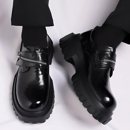 Sapatos de couro de sola grosso estilo britânico