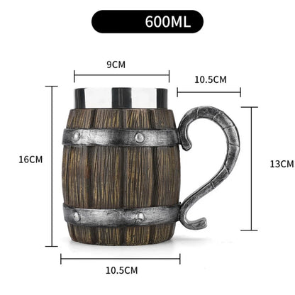 Caneca de cerveja estilo Viking em aço inoxidável