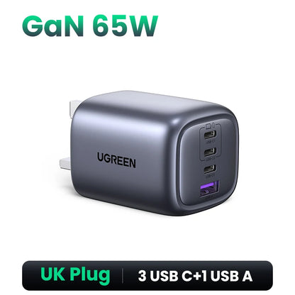 Carregador de 65w, 4 portas usb c