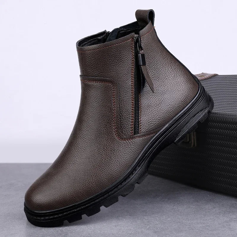 Botas Chelsea Masculinas em Couro Genuíno