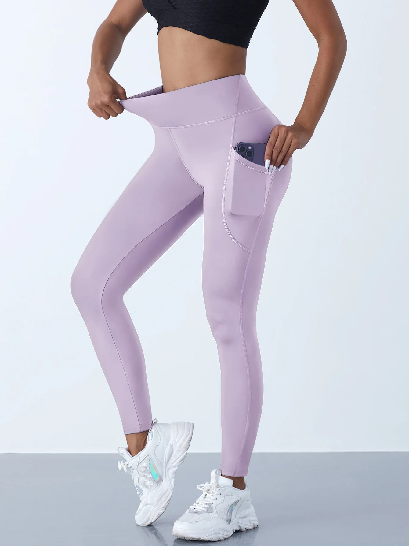 Calça Legging Feminina de Cintura Alta Elástica para Treino
