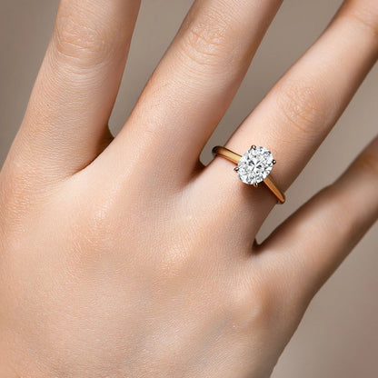 Anel de Moissanite Oval 2 ct D VVS1 em Prata 925
