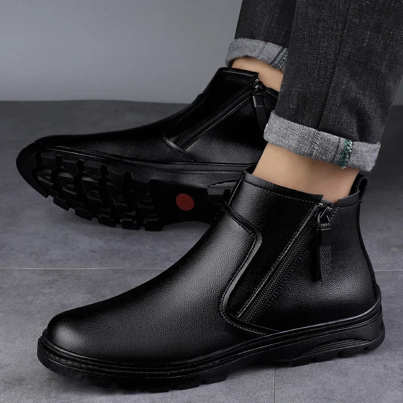 Botas Chelsea Masculinas em Couro Genuíno