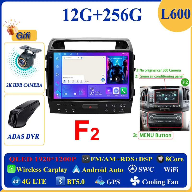 Central Multimídia Android 16 para Toyota Land Cruiser 11 200 2007-2015