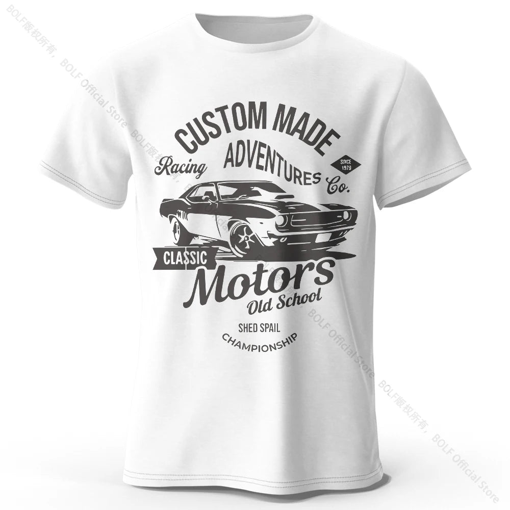 T-shirts com estampa de motor, 100% algodão