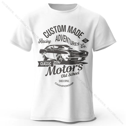 T-shirts com estampa de motor, 100% algodão
