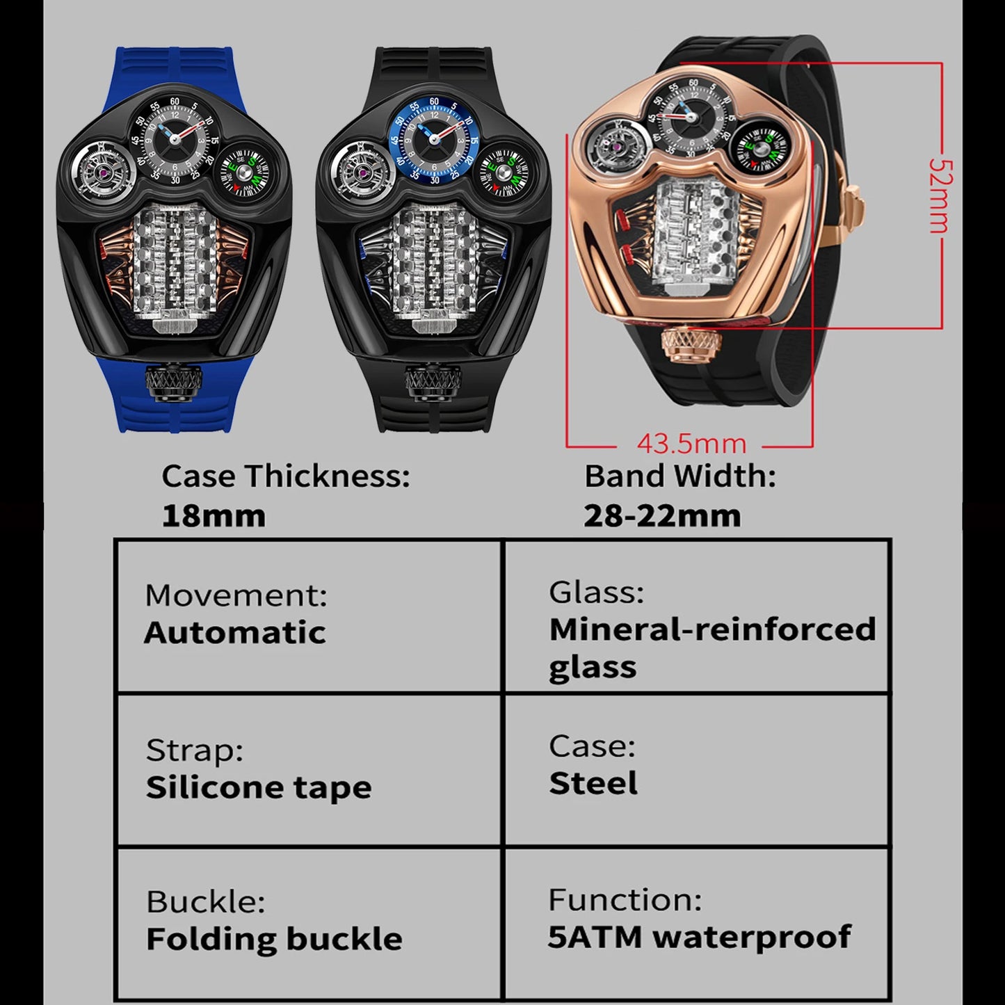 Relógio suíço 762 designers Motor