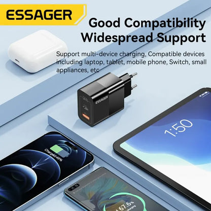 Carregador USB-C Essager, carregamento rápido GaN Type-C PD