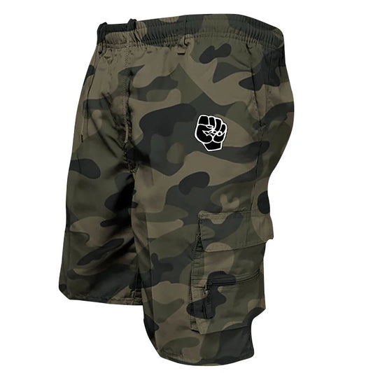 Calções Cargo Masculinos de Algodão Multi-bolsos