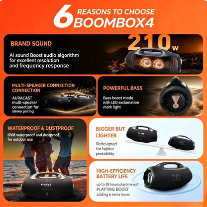 Caixa de Som JBL Boombox 4 — Bluetooth, Portátil e à Prova de Água