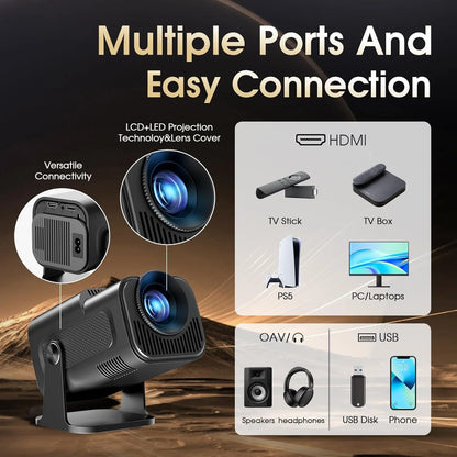 Projetor KaiAqua HY320 com Android 11, resolução 4K nativa