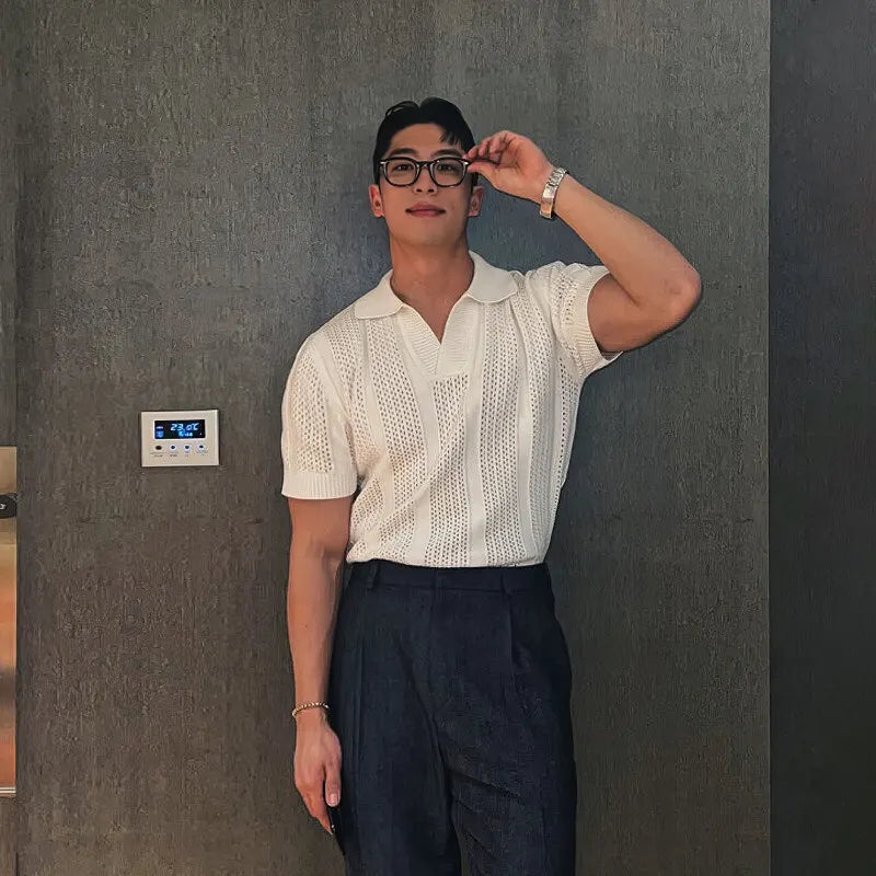 Camisa Polo Masculina em Tricô Respirável – Estilo Casual