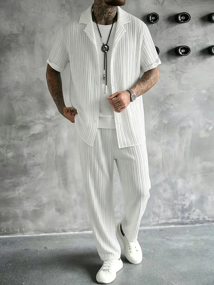 Conjunto Masculino de 2 Peças com Camisa de Manga Curta e Calça