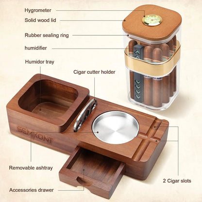 Humidor de charuto conjunto de cinzeiro de charuto