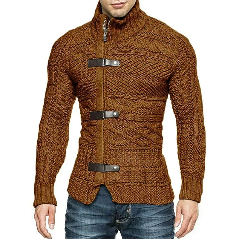Suéteres masculinos de gola alta para outono/inverno