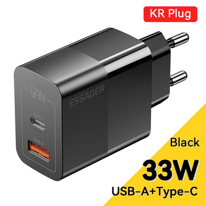 Carregador USB-C Essager, carregamento rápido GaN Type-C PD