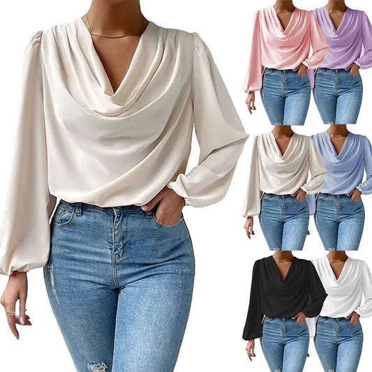Blusa Chiffon Solto gola V