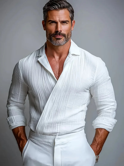 Camisa masculina LVLAEA com textura e pregas