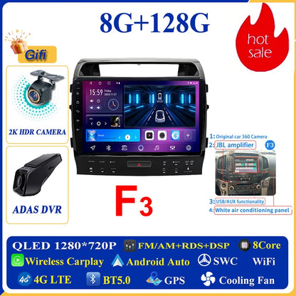 Central Multimídia Android 16 para Toyota Land Cruiser 11 200 2007-2015