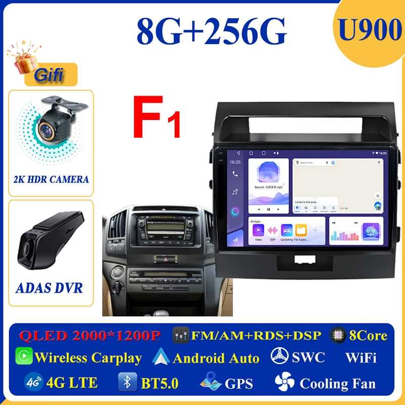 Central Multimídia Android 16 para Toyota Land Cruiser 11 200 2007-2015