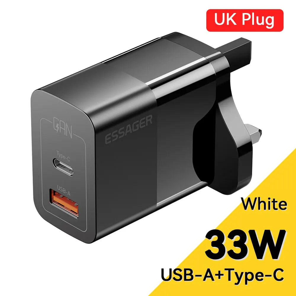 Carregador USB-C Essager, carregamento rápido GaN Type-C PD