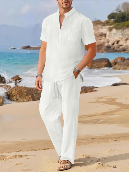 Fato Casual em gola mandarim.