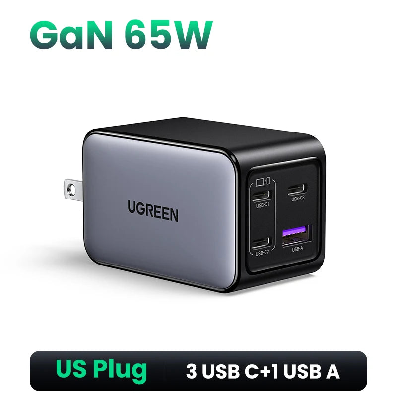 Carregador de 65w, 4 portas usb c