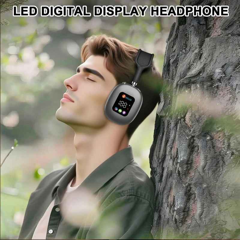 Fones de ouvido Bluetooth sem fio com tela digital RGB