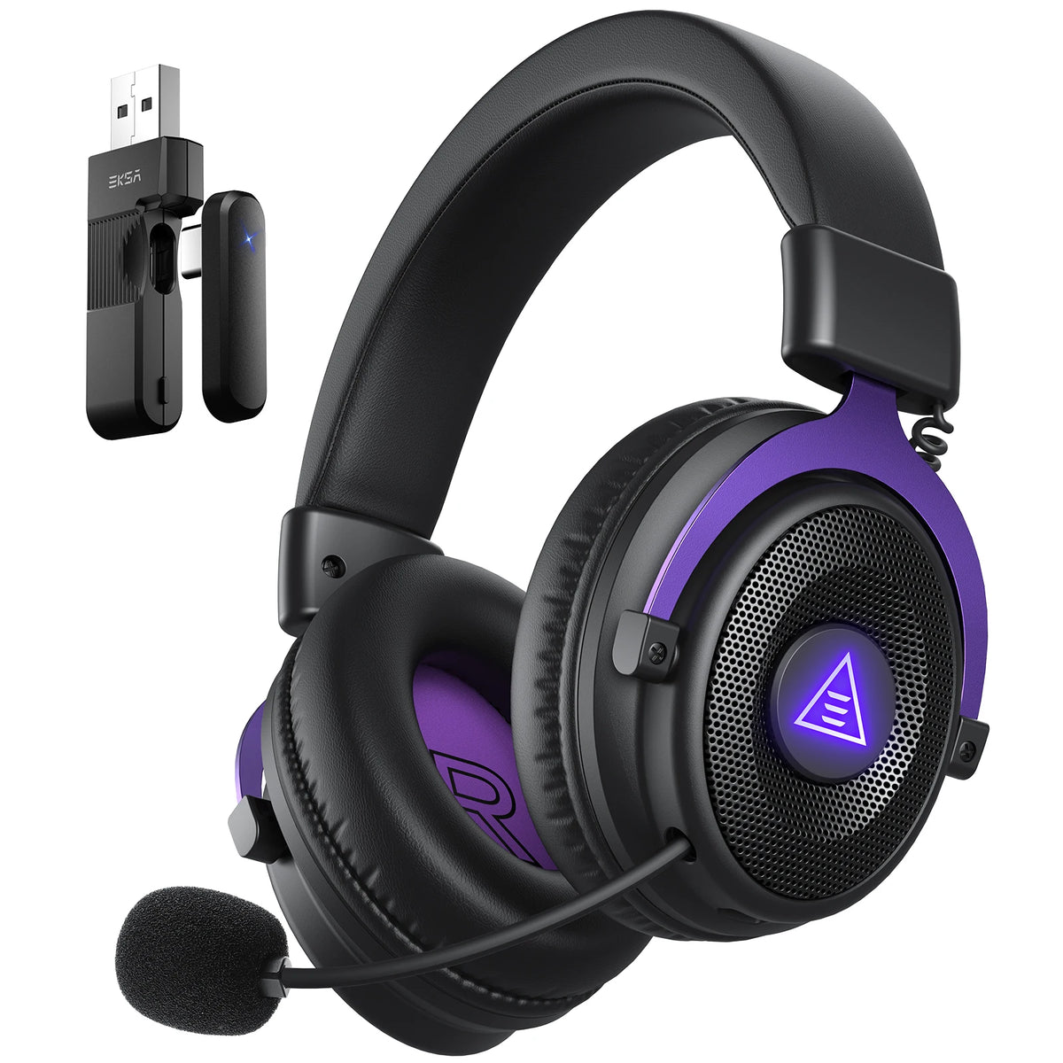 Headset Gamer OneOdio EKSA E900 WT — Sem Fio 2.4G, Bluetooth e RGB
