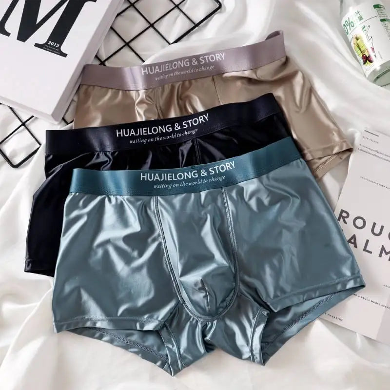 Boxer de seda suave respirável