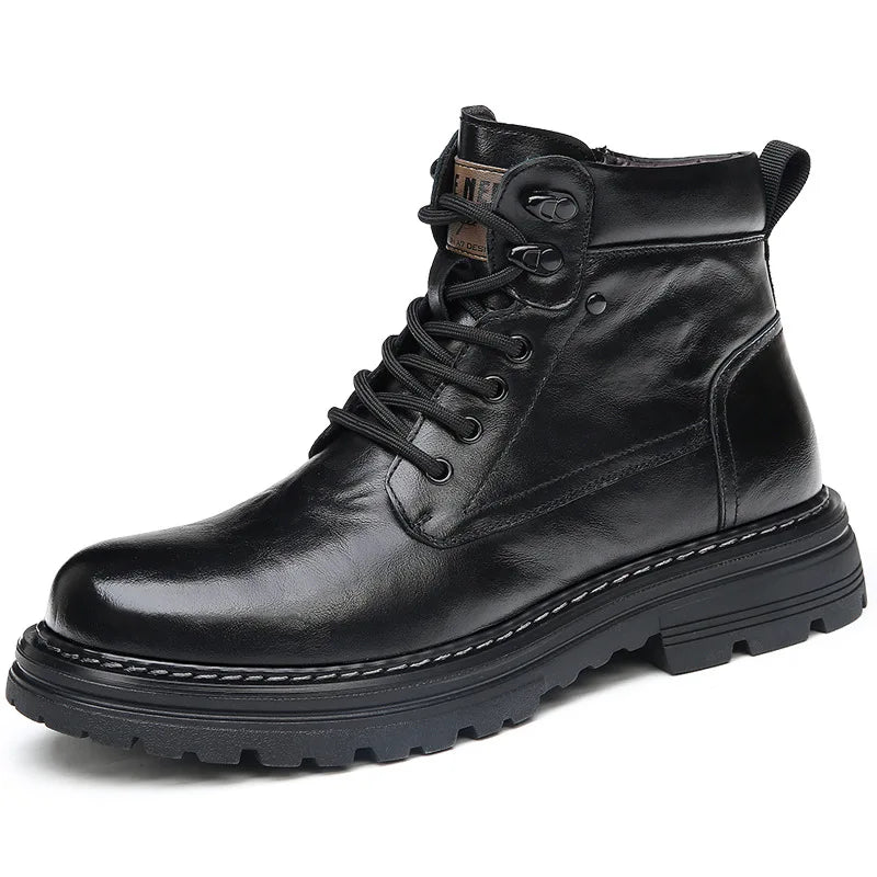 Botas masculinas de couro bovino para outono/inverno
