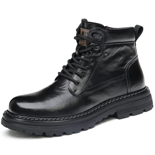 Botas masculinas de couro bovino para outono/inverno