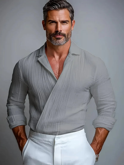 Camisa masculina LVLAEA com textura e pregas