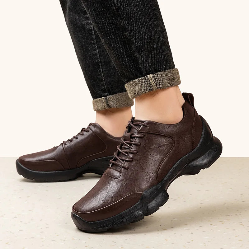 Sapatos Masculinos de Couro com Aumento de Altura