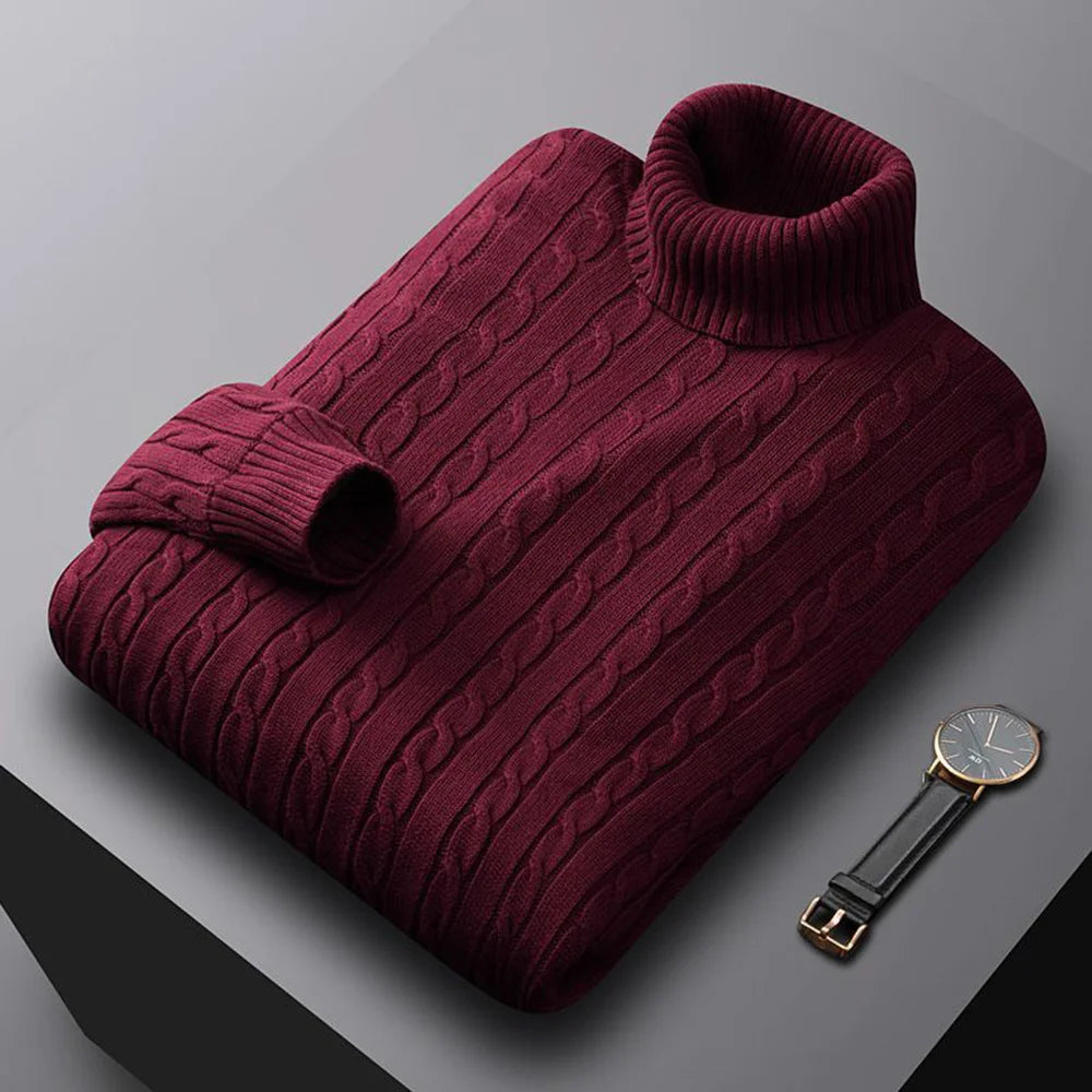 Suéter Masculino de Gola Alta em Malha – Casual e Quente