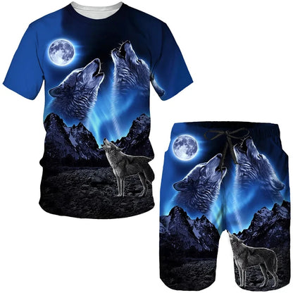 Fato impresso lobo 3D casual