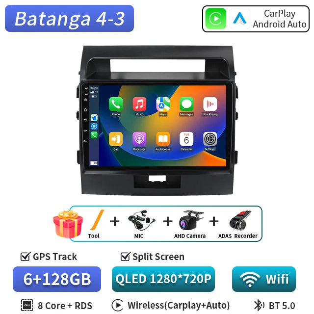 Central Multimédia Android para Toyota Land Cruiser 200 (2007–2015) – CarPlay, GPS e Wi‑Fi